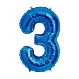 3 Rakamı Mavi 100 cm Folyo Balon