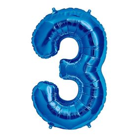 3 Rakamı Mavi 100 cm Folyo Balon