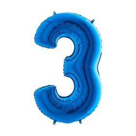 3 Rakamı Mavi 100 cm Folyo Balon