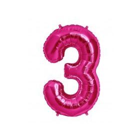 3 Rakamı Pembe 100 cm Folyo Balon