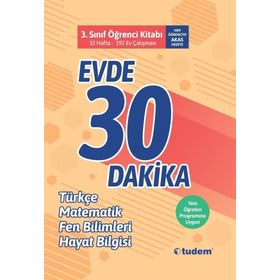 3. Sınıf Evde 30 Dakika Öğrenci Kitabı-Tudem Yayınları