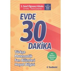 3. Sınıf Evde 30 Dakika Türkçe Matematik Fen Bilimleri Hayat Bilgisi Soru Ev Çalışması-Tudem Yayınları