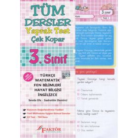 3. Sınıf Tüm Dersler Çek-Kopar! Yaprak Test - Faktör Komisyon