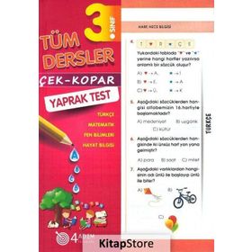 3. Sınıf Tüm Dersler Yaprak Test 4 Adım Yayınları
