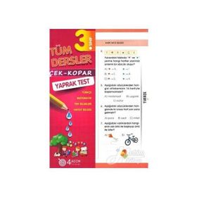 3. Sınıf Tüm Dersler Yaprak Test 4 Adım Yayınları