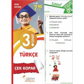 3. Sınıf Türkçe Çek Kopar Yaprak Test-Benim Hocam & Eğitim Dünyası