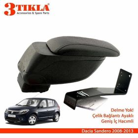 3 Tıkla Dacia Sandero 2008-2012 Geniş Hacimli Delmesiz Çelik Ayaklı Kol Dayama Kolçak
