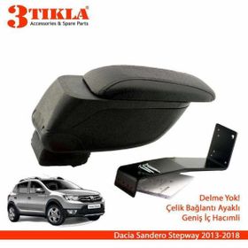3 Tıkla Dacia Sandero Stepway 2013-2018 Sonrası Geniş Hacimli Delmesiz Çelik Ayaklı Kol Dayama Kolçak