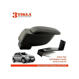 3 Tıkla Dacia Sandero Stepway 2013-2018 Sonrası Geniş Hacimli Delmesiz Çelik Ayaklı Kol Dayama Kolçak