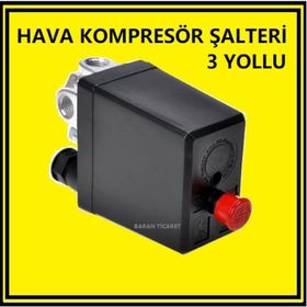 3 Yollu 220 Vac Ayarlı Basınç Şalteri Kompresör Şalter Otomatiği