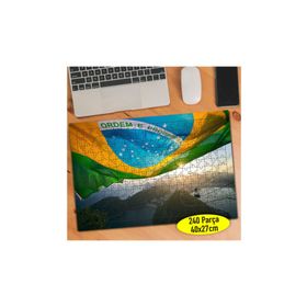 301402 Rio de Janeiro Bayrağı ve Manzara 240 Parça Puzzle Yapboz