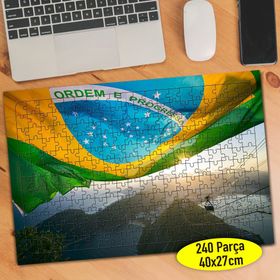 301402 Rio de Janeiro Bayrağı ve Manzara 240 Parça Puzzle Yapboz