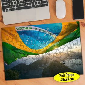 301402 Rio de Janeiro Bayrağı ve Manzara 240 Parça Puzzle Yapboz