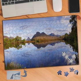 303 Göle Yansıyan Dağ Manzarası 240 Parça Puzzle Yapboz Tablo