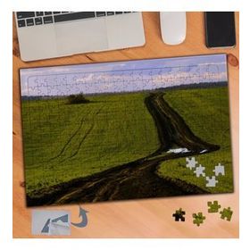 312 Yeşil Ovada Uzayan Yol Manzarası 240 Parça Puzzle Yapboz Tablo