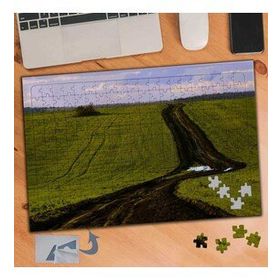 312 Yeşil Ovada Uzayan Yol Manzarası 240 Parça Puzzle Yapboz Tablo