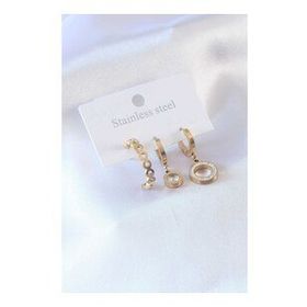 316L Çelik Gold Renk Daire Model Zirkon Taşlı Kadın Küpe