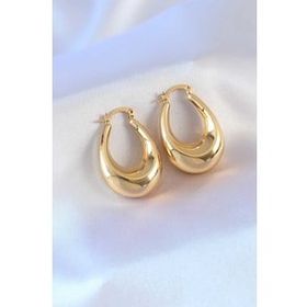 316L Çelik Gold Renk Damla Model Kadın Küpe