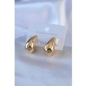 316L Çelik Gold Renk Damla Model Kadın Küpe