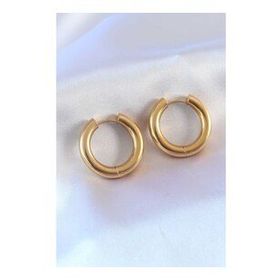 316L Çelik Gold Renk Halka Model Kadın Küpe