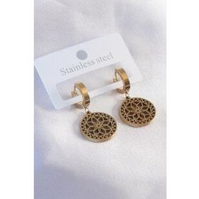 316L Çelik Gold Renk Lotus Kadın Küpe