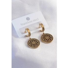 316L Çelik Gold Renk Lotus Kadın Küpe