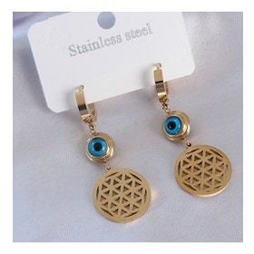 316L Çelik Gold Renk Lotus Model Kadın Küpe