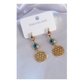 316L Çelik Gold Renk Lotus Model Kadın Küpe