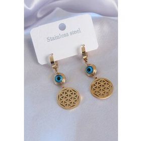 316L Çelik Gold Renk Lotus Model Kadın Küpe