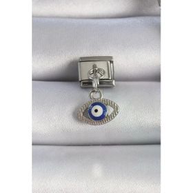 316L Çelik Gümüş Renk Sallantılı Göz Figür Nazar Boncuk Detay Nomination Charm