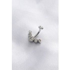 316L Cerrahi Çelik Zirkon Taşlı Göbek Piercing