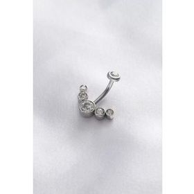 316L Cerrahi Çelik Zirkon Taşlı Göbek Piercing