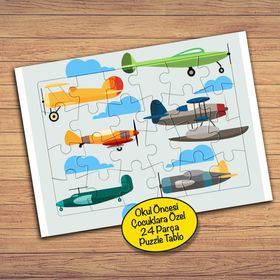 31PZ Renkli Uçak Kolyajı Çocuklara Özel Puzzle Yapboz Tablo