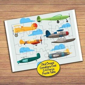 31PZ Renkli Uçak Kolyajı Çocuklara Özel Puzzle Yapboz Tablo