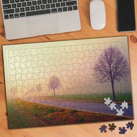 3208158 Sisli Hava Yeşillikler Arasında Yol 240 Parça Puzzle Yapboz