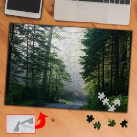 321 Yeşil Ağaçlı Yol Sisli Sakin 240 Parça Puzzle Yapboz Tablo
