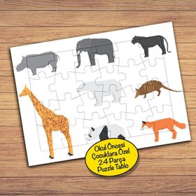 321PZ Yabani Hayvanlar Kolyajı Çocuklara Özel Puzzle Yapboz Tablo