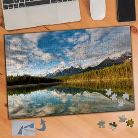 322 Ağaçlaın Göle Yansıyan Manzarası 240 Parça Puzzle Yapboz Tablo
