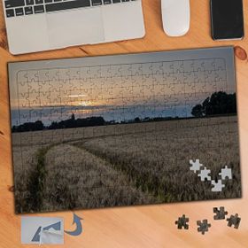 324 Sararmış Otlar Ve Gün Batımı 240 Parça Puzzle Yapboz Tablo