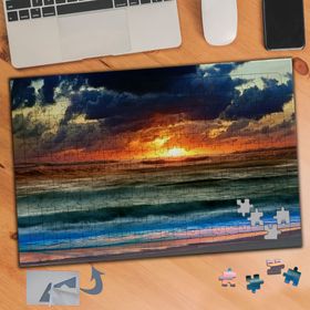 329 Kızıl Gün Batımı Deniz Manzarası 240 Parça Puzzle Yapboz Tablo