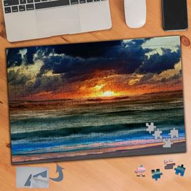 329 Kızıl Gün Batımı Deniz Manzarası 240 Parça Puzzle Yapboz Tablo