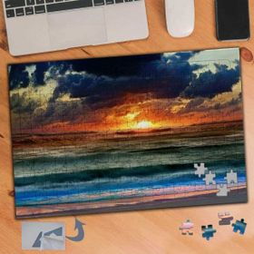 329 Kızıl Gün Batımı Deniz Manzarası 240 Parça Puzzle Yapboz Tablo