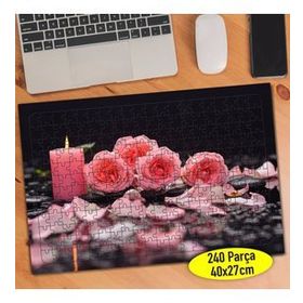 330199793 Pembe Çiçekli Mum Spa Ortamı 240 Parça Puzzle Yapboz