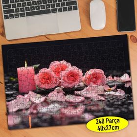 330199793 Pembe Çiçekli Mum Spa Ortamı 240 Parça Puzzle Yapboz