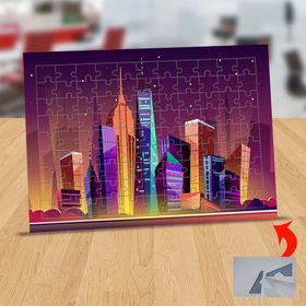 330294 Yıldızlı Gökyüzü Ve Binalar 99 Parça Puzzle Yapboz Tablo
