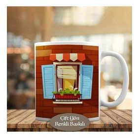 33099-195 Pencere Önündeki Güzel Çiçek Kupa Bardak