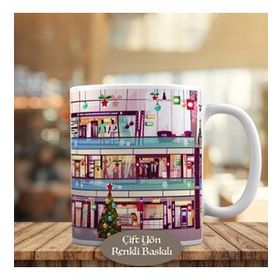 33099-788 Renkli Süslenmiş Mağazalar Kupa Bardak