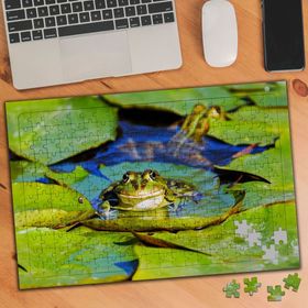 3312038 Göl Yapraklarının Üzerinden Kurbağa 240 Parça Puzzle Yapboz
