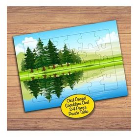 33636 Çam Ağaçlar Göl Çocuklara Özel Puzzle Yapboz Tablo