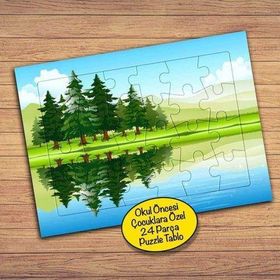 33636 Çam Ağaçlar Göl Çocuklara Özel Puzzle Yapboz Tablo
